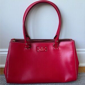 Kate Spade Red Satchel Smooth Leather Structured